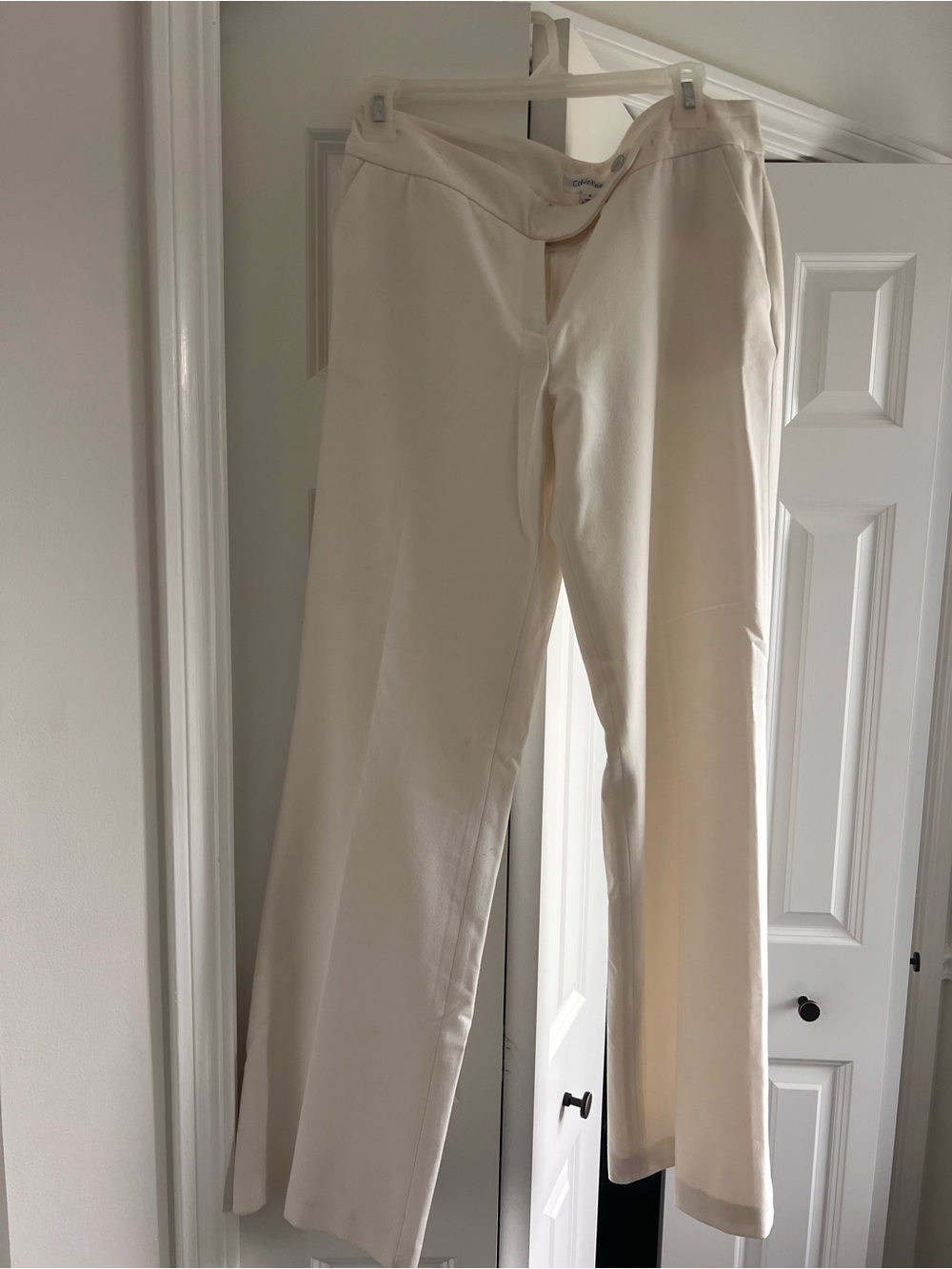 Calvin Klein Cream Wide-Leg Trousers